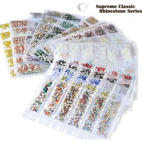 1304 PCS 6 Mix Size Gold Flat Back AB Rhinestone Crystal 3D Nail Crystal DIY Shiny Diamond Sequin Nail Sparkly Decoration Tool