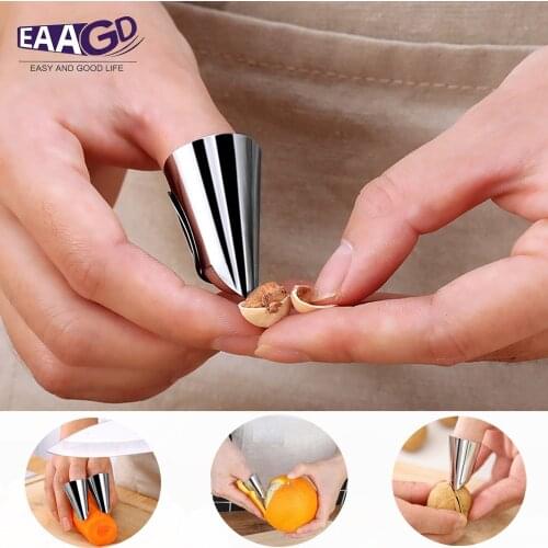 2Pcs/Lot Stainless Steel Fingers Covers Kitchen Peeling Bean Artifact Kitchen Picking Gadgets Vegetable Fruit Nuts Shell Peel