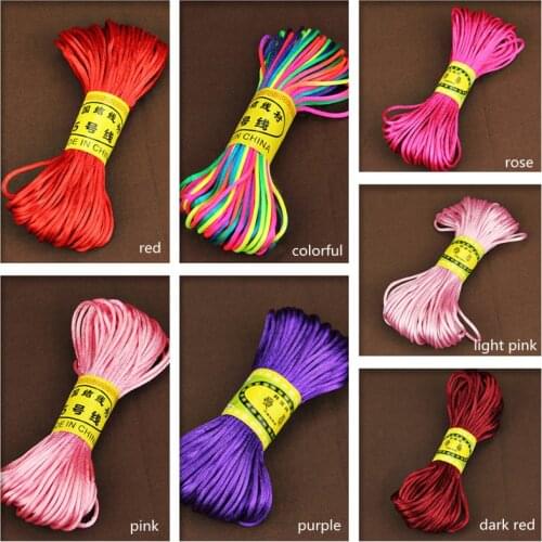20 meters/roll Mix Color Nylon Satin Chinese Knotting Silk Macrame Cord Beading Braided Sham balla String Thread 2mm/2.5mm