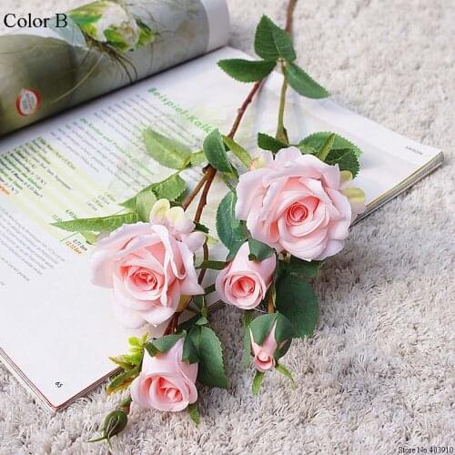 2019 Korean dreamy rose branch silk artificial flowers Valentines day wedding flores