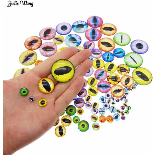50pcs 6MM 8MM 10MM Round Dragon Cat Eyes Glass Cameo Flatback Cabochon Beads Multi Color Horse Eyes Pattern Crafts Accessory