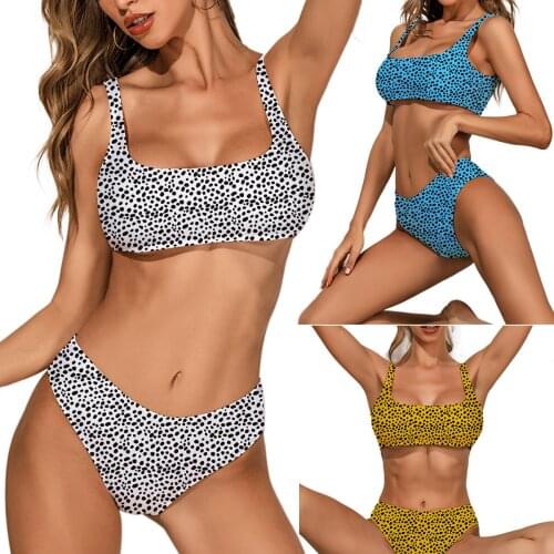 AA Womens 2-Piece Bikini Set Padded Sling Crop Tops Bra Triangle High Waist Panty Swimming Bathing Suit Set Ladies Swimming