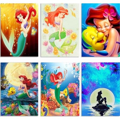 Anime fish diamond painting cartoon mermaid rhinestone embroidery picture diamond dotz girl toys mosaic art wall sticker decor