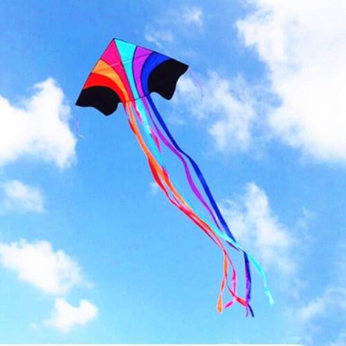 Free shipping flying rainbow kite line ripstop kids kites factory chinese kite outdoor windsock kite reel delta kite for adults