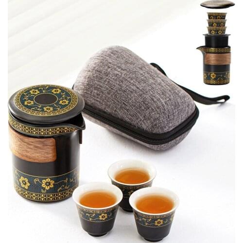 Quick Cup Travel Tea Set Portable Package Tea Kung Fu Tea Cup One Pot Two Cups Outdoor Teapot