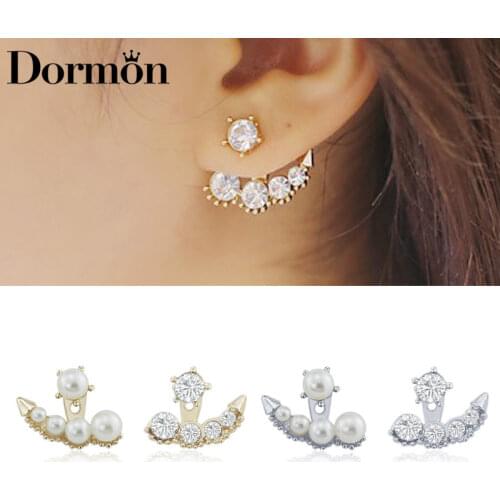 Dormon New Arrival Fashion Crystal Faux Pearl Earrings Asymmetric Arrows Stud Earrings For Women Jewelry E453