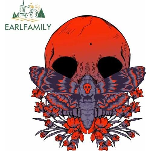 EARLFAMILY 13cm x 11.1cm for Red Death Moth VAN Car Sticker Windshield Trunk RV Decal Personality Scratch-Proof Vinyl Car Wrap