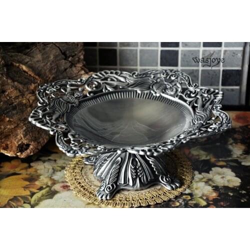 Classical baroque retro metal octagonal European style dry fruit snack tray decorative tray creative home decoration 571