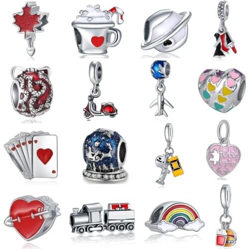 Colorful Hearts Santa Claus Flowers Princess Dress Pendants Fit Bracelets & Bangles for Women Enamel Charms Beads DIY Jewelry