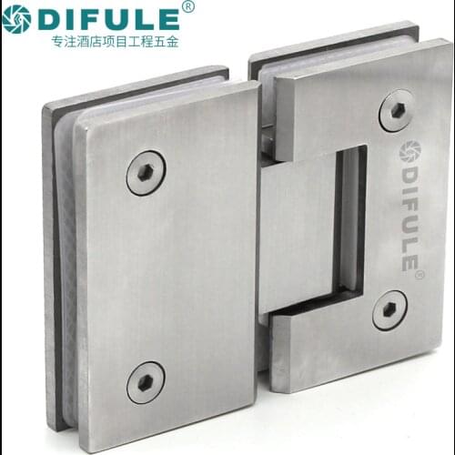 Stainless steel square 180 degree bathroom clip, glass clip hinge is firm and durable, high quality brushed glass door clip