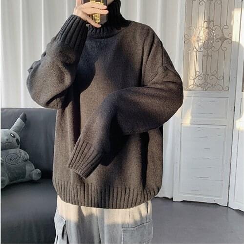 Mens Turtleneck Pullover Autumn Winter Warm Spacious Long Sleeve Comfortable Clothes Knitted Casual Male Sweater Drop Shipping