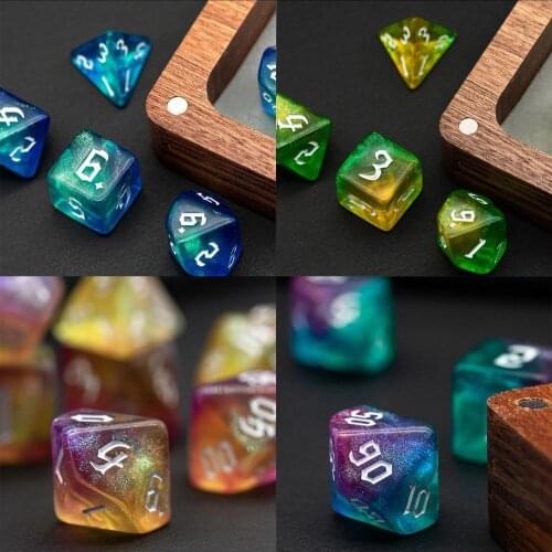 New 7Pcs/Set Sickle Font DND Dice Set D4~D20 Polyhedral Dice for Dungeons and Dragons Role-Playing Board Game ​MTG RPG D&D Gift