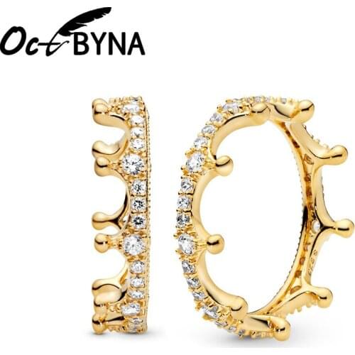 Octbyna Gold Color Crown Fingertip Ring Charm Crystal Brand Ring For Women Romantic Wedding engagement Rings Dropshipping