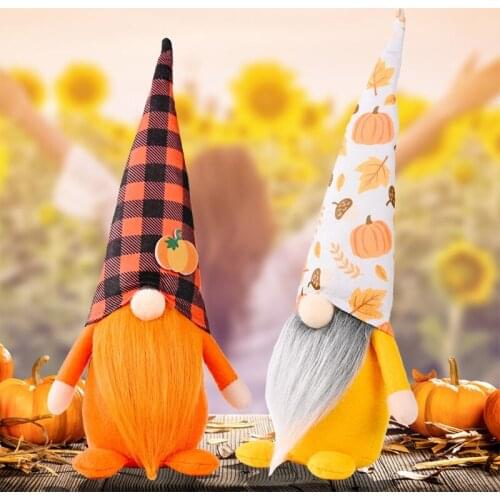 Fall Autumn Gnome Maple Leaf Swedish Nisse Tomte Elf Dwarf Thanksgiving Day Gift Farmhouse Tiered Tray Decorations H55A