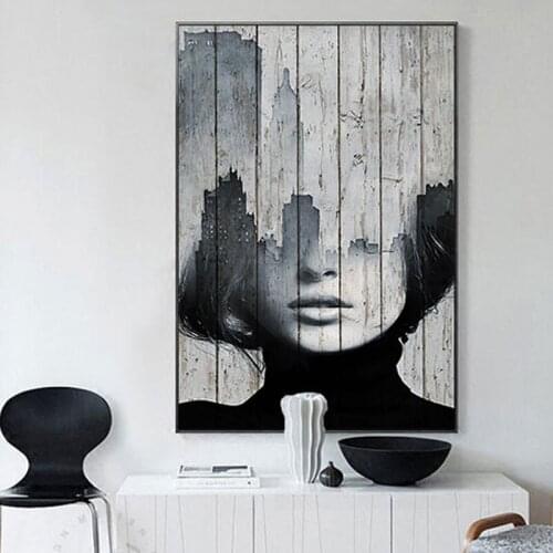 Black and White Poster Abstract Fashion Figure Wall Art Canvas Painting On The Wall Modular Pictures for Living Room Home Decor