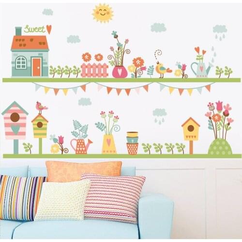 PVC removable Waterproof flower and plants backdrop wall sticker for bedroom,living room wall corner side line Decoration sticke