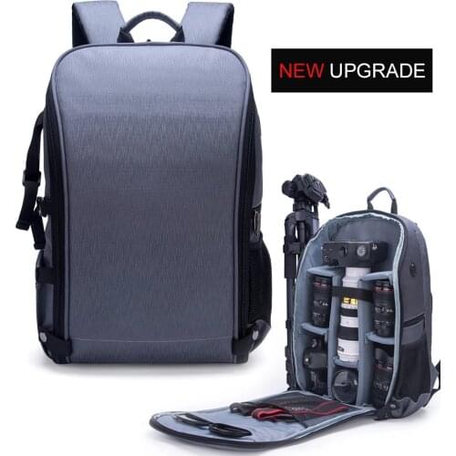 Photo Shoulders Backpack Waterproof Nylon Case fit 15.6" Laptop Bag w USB Port for Canon Nikon Sony SLR Photography Lens Tripod