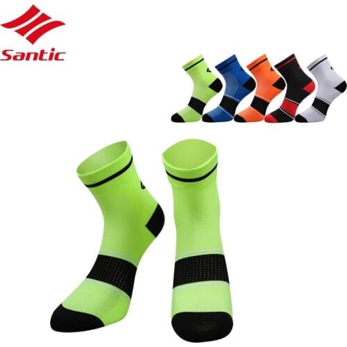 Santic Cycling Socks 5 Pairs / Lot Men Women Breathable Elastic Running Bike Basketball Soccer Sport Socks Calcetines Cyclismo