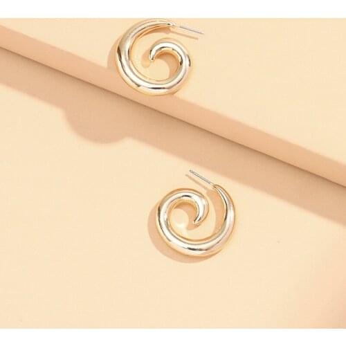 LUNA CHIAO Fashion Jewelry Swirl Shape Gold Color Boho Bold Metal Hoop Earrings for Women