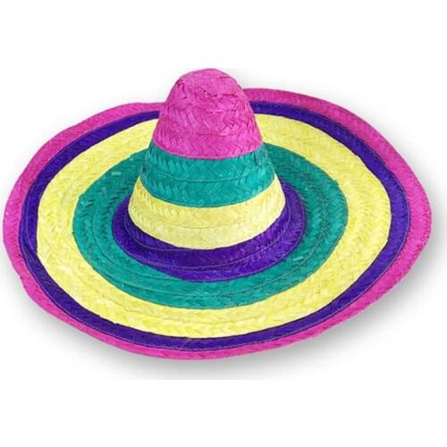 5pcs Party Supplies Color Mexican Straw Hats Party Favors Decorations Cap Western Cowboy Hat