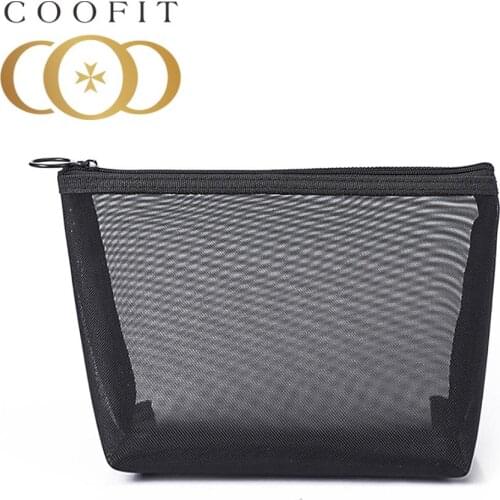 Coofit 1pc Toiletry Bag Fashion Black Mesh Multi-Purpose Cosmetic Bag Toiletry Pouch Makeup Pouch For Women Girls Makeup Bags