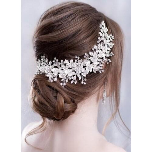 Bridal Flower Headband Wedding Hair Accessories Bride Handmade Hair ornaments Female Crystal Headdress