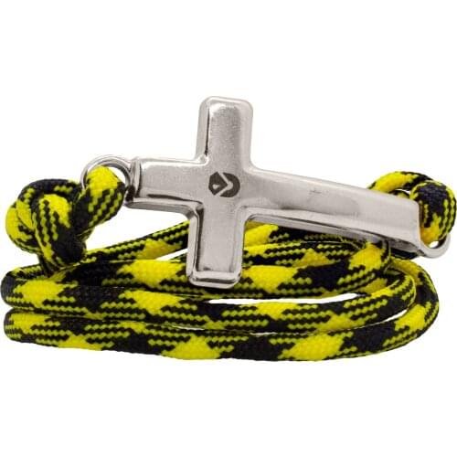 DARK DIAMOND-925 sterling silver cross bracelet and Paracord rope. Adjustable, top quality