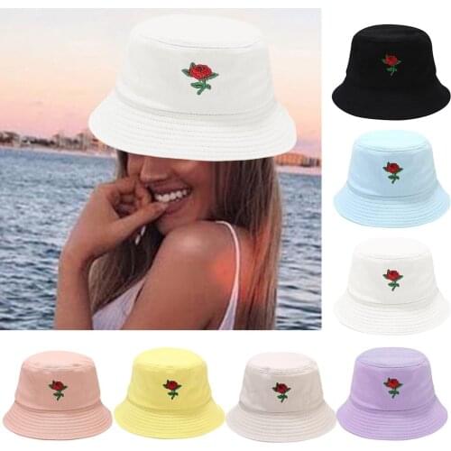 Outdoors Flower Cap Bucket Hat Unisex Adult Women Men Rose Print Fisherman Hat Sunscreen Outdoor Flower Cap Sunscreen 2021