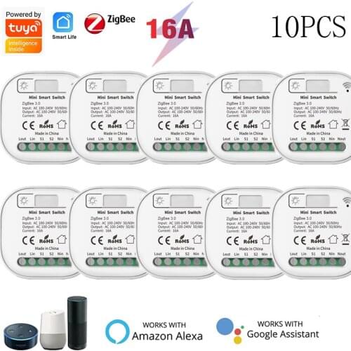 1-10PCS Tuya Zigbee Smart Switch DIY 2-Way Control Voice Timer Breaker Smart Home Automation Module Work With Alexa Google Home