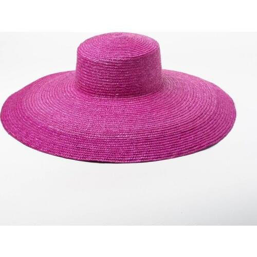 Spring and summer new enlarged hat flat straw straw hat ladies stage concave shape sun hat