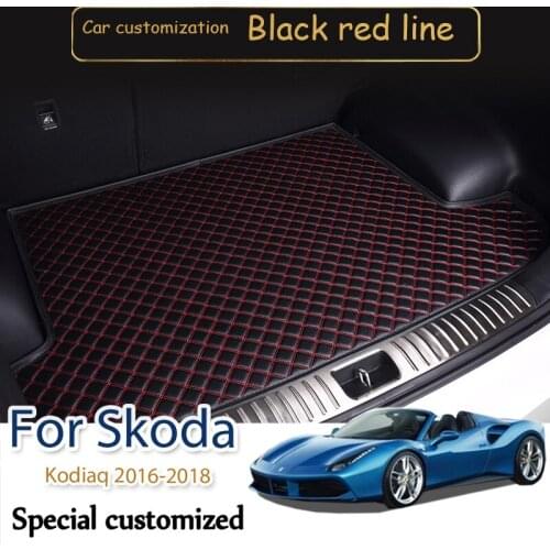 High quality Custom wear-resistant Leather Car Boot Liner Cargo Compartment Floor Carpet Mud For Skoda Kodiaq 2016-2018 5 seats
