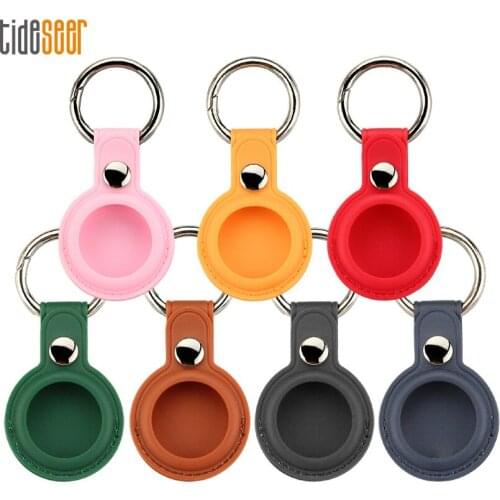 Protection Case For Apple Airtags Locator Shell PU Leather Protective Sleeve Tracker Anti-lost Device Keychain Protector Cover