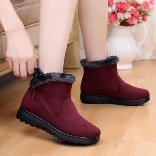 2019 new Women winter boots non slip ankle boots women shoes flock side zipper winter shoes woman warm plush snow boots female