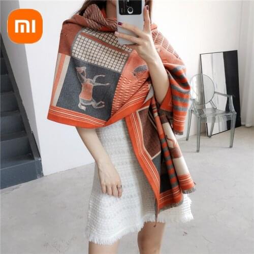 2021 xiaomi MIJIA imitation cashmere scarf women thickened warmth does not fade carriage pattern fashion shawl winter