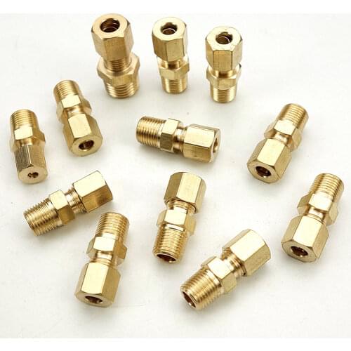 1/8" 1/4" 3/8" 1/2" NPT Male x Fit 1/8" 3/16" 1/4" 5/16" 3/8" OD Tube Compression Union Brass Pipe Fitting