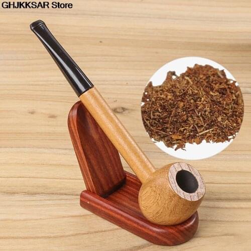 1PC Fashion Manual Wood Pipes Chimney Filter Long Smoking Pipe Herb Bakelite Tobacco Pipe Cigar Narguile Gift Smoke Mouthpiece