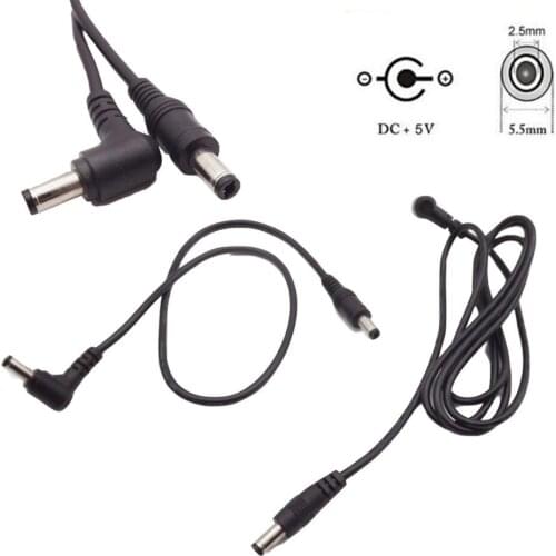 1pc CCTV DC Power 5.5mm x 2.5mm Male Rignt Angle To Male Straight Connector Extension Adapter Cord Cable 50cm 1.2m