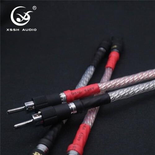 1pcs XSSH Audio Bi Wire 8 core IDY anoxic OFC copper silver plated audio Banana Plug Jumper Speaker Bi Cord Cable Wire