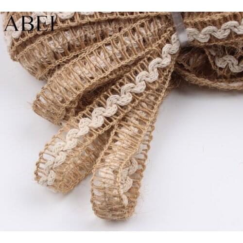 15mm 10Yards Cotton Burlap Tape Jute Lace Ribbon DIY Cords Crafts Wedding Party Home Decoration Handmade Strings