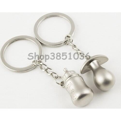 12 sets/lot=24 pieces Babys Bottle and Nipple Keychain Wedding Favors party accessories wedding favors baby shower souvenir
