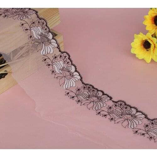 15Yards Flowers Embroidered Lace Trim Dress Sewing Mesh Tulle Fabric Lingerie 11.5cm Handmade Clothes Accessories Free Shipping