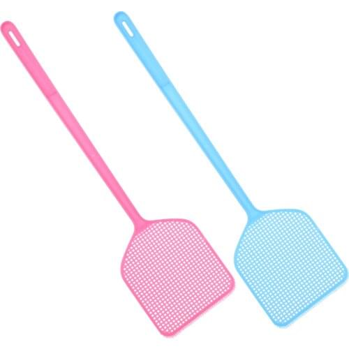 2PCS Long Handle Plastic Practical Pest Control Tool Manual Swatter Fly Swatter for Bedroom Dining Room Home