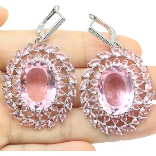49x28mm Super Big European Design Flower Jewelry For Women Created Smokey Topaz Bright Zircon Wedding Dating