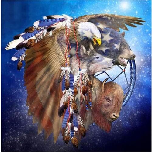 5D DIY Diamond Painting Eagle Full Square Diamond Embroidery Cross Stitch Eagle &Wolf &Cattle Animal Needlework Home Decorative