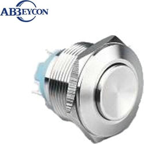 Abbeycon 22mm High Round Momentary IP67 Waterproof Metal Switch 1NO 5A Push Button Switch Pin Terminal 220V Anti-Vandal Switch