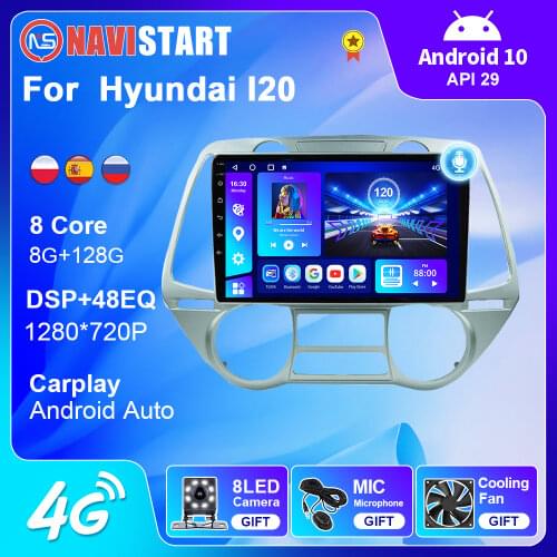 Autoradio for Hyundai I20 2008-2012 Car Radio Multimedia Player GPS Navigation Antenna 2 Din Carplay Bluetooth Streeing Wheel