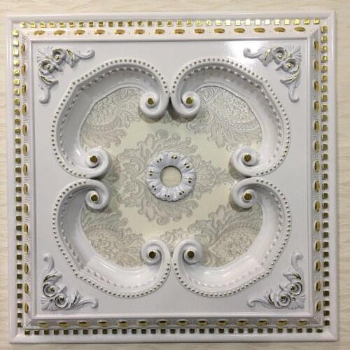 Decorative Square Design Vintage Looking Ceiling Medallion for Chandeliers Damask Pattern 60cm 23.62