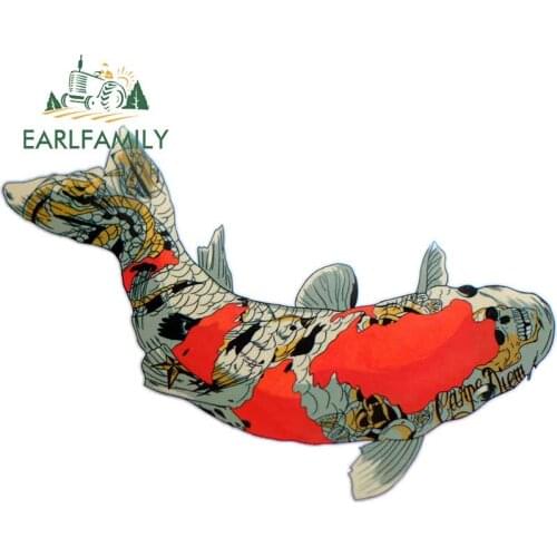 EARLFAMILY 13cm for Koi Fish Carpe Diem Tattoo Skull Personality Car Stickers DIY 3D RV ATV Graphics Decoration Decal