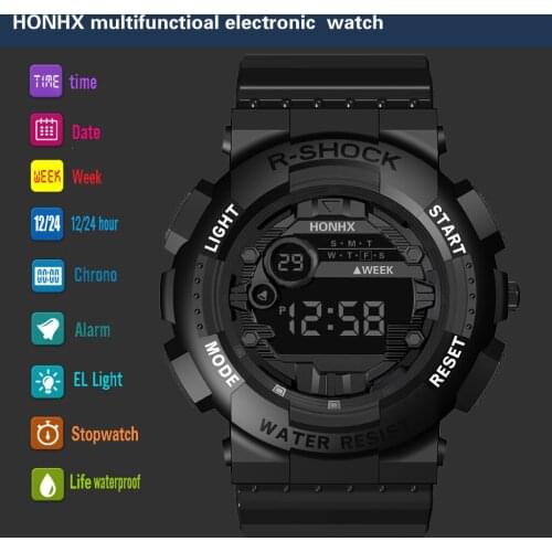2021 New Electronic Watch Men HONHX Luxury Mens Digital LED Watch Date Sport Men Outdoor Luminous Electronic Watch