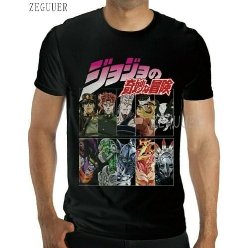 JoJos Bizarre Adventure Stardust Crusaders Jotaro Team With Stands Gothic Hip Hop T-shirt Harajuku Streetwear Men Funny T Shirt